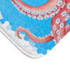 Red Octopus Blue Pattern Watercolor Bath Mat Home Decor