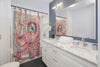 Red Octopus & Compass Art Shower Curtain Home Decor