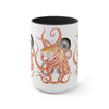 Red Octopus Compass Watercolor Art Two-Tone Coffee Mugs 15Oz Mug