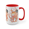 Red Octopus Compass Watercolor Art Two-Tone Coffee Mugs 15Oz Mug