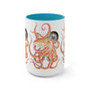 Red Octopus Compass Watercolor Art Two-Tone Coffee Mugs 15Oz Mug