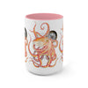 Red Octopus Compass Watercolor Art Two-Tone Coffee Mugs 15Oz Mug