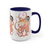 Red Octopus Compass Watercolor Art Two-Tone Coffee Mugs 15Oz Mug