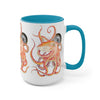 Red Octopus Compass Watercolor Art Two-Tone Coffee Mugs 15Oz Mug