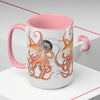 Red Octopus Compass Watercolor Art Two-Tone Coffee Mugs 15Oz Mug