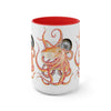 Red Octopus Compass Watercolor Art Two-Tone Coffee Mugs 15Oz Mug