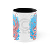 Red Octopus Dance Watercolor Blue On White Art Accent Coffee Mug 11Oz Black /