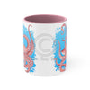 Red Octopus Dance Watercolor Blue On White Art Accent Coffee Mug 11Oz Pink /