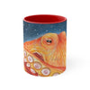 Red Octopus Galaxy Stars Night Watercolor Art Accent Coffee Mug 11Oz /