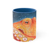 Red Octopus Galaxy Stars Night Watercolor Art Accent Coffee Mug 11Oz