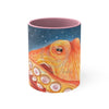 Red Octopus Galaxy Stars Night Watercolor Art Accent Coffee Mug 11Oz Pink /