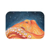 Red Octopus Galaxy Stars Night Watercolor Art Bath Mat 24 × 17 Home Decor