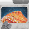 Red Octopus Galaxy Stars Night Watercolor Art Bath Mat Home Decor