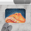 Red Octopus Galaxy Stars Night Watercolor Art Bath Mat Home Decor