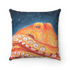 Red Octopus Galaxy Stars Night Watercolor Art Square Pillow 14 × Home Decor