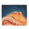 Red Octopus Galaxy Stars Night Watercolor Art Velveteen Plush Blanket 50 × 60 All Over Prints