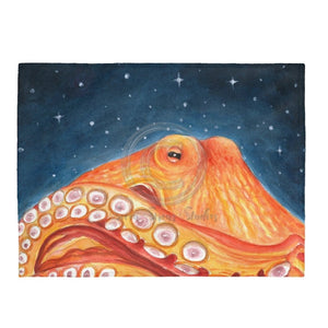 Red Octopus Galaxy Stars Night Watercolor Art Velveteen Plush Blanket 60 × 80 All Over Prints