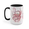 Red Octopus Ink Watercolor Art Two-Tone Coffee Mugs 15Oz / Black Mug