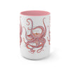 Red Octopus Ink Watercolor Art Two-Tone Coffee Mugs 15Oz Mug