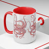 Red Octopus Ink Watercolor Art Two-Tone Coffee Mugs 15Oz Mug
