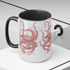 Red Octopus Ink Watercolor Art Two-Tone Coffee Mugs 15Oz Mug