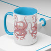 Red Octopus Ink Watercolor Art Two-Tone Coffee Mugs 15Oz Mug