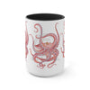 Red Octopus Ink Watercolor Art Two-Tone Coffee Mugs 15Oz Mug