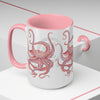 Red Octopus Ink Watercolor Art Two-Tone Coffee Mugs 15Oz Mug