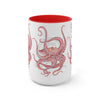 Red Octopus Ink Watercolor Art Two-Tone Coffee Mugs 15Oz Mug