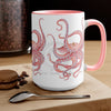 Red Octopus Ink Watercolor Art Two-Tone Coffee Mugs 15Oz Mug