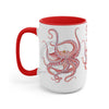Red Octopus Ink Watercolor Art Two-Tone Coffee Mugs 15Oz / Mug