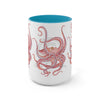 Red Octopus Ink Watercolor Art Two-Tone Coffee Mugs 15Oz Mug