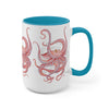 Red Octopus Ink Watercolor Art Two-Tone Coffee Mugs 15Oz Mug