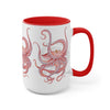 Red Octopus Ink Watercolor Art Two-Tone Coffee Mugs 15Oz Mug