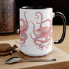 Red Octopus Ink Watercolor Art Two-Tone Coffee Mugs 15Oz Mug