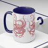 Red Octopus Ink Watercolor Art Two-Tone Coffee Mugs 15Oz Mug