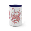 Red Octopus Ink Watercolor Art Two-Tone Coffee Mugs 15Oz Mug