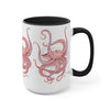 Red Octopus Ink Watercolor Art Two-Tone Coffee Mugs 15Oz Mug