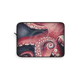 Red Octopus Kraken Tentacles Watercolor Art Laptop Sleeve 15