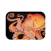 Red Octopus On Black Watercolor Art Bath Mat 24 × 17 Home Decor