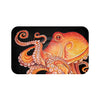 Red Octopus On Black Watercolor Art Bath Mat 34 × 21 Home Decor
