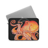 Red Octopus On Black Watercolor Art Laptop Sleeve