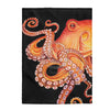 Red Octopus On Black Watercolor Art Velveteen Plush Blanket 30 × 40 All Over Prints
