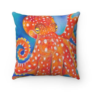 Red Octopus Pastel Art Square Pillow 14 X Home Decor