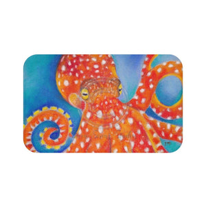 Red Octopus Soft Pastel Art Bath Mat Large 34X21 Home Decor