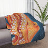 Red Octopus Stars Midnight Blue Watercolor Art Tan Sherpa Blanket 60 × 50 Home Decor