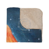 Red Octopus Stars Midnight Blue Watercolor Art Tan Sherpa Blanket Home Decor