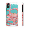 Red Octopus Teal Pattern Case Mate Tough Phone Cases Iphone X