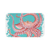 Red Octopus Teal Pattern Watercolor Bath Mat Large 34X21 Home Decor