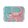 Red Octopus Teal Pattern Watercolor Bath Mat Small 24X17 Home Decor